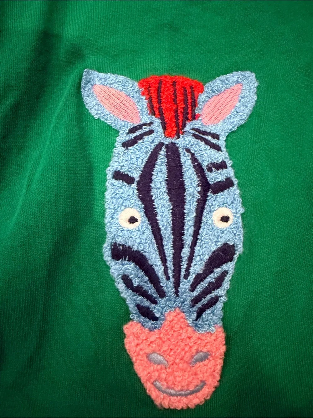 Mini Boden Blue Top and Green Animal Patch Shorts